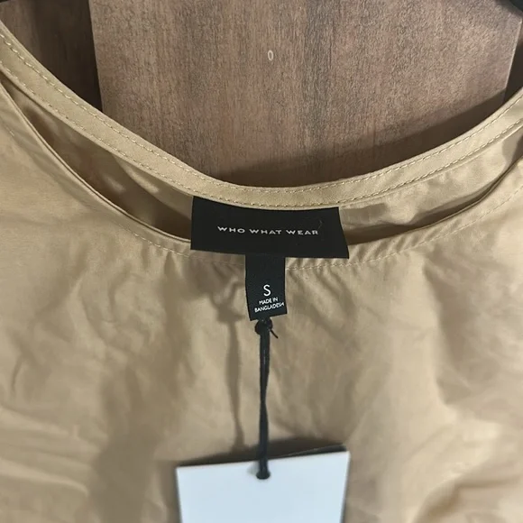 NWT Who What Wear Tan Puff Sleeve Blouse - Picture 7 of 14